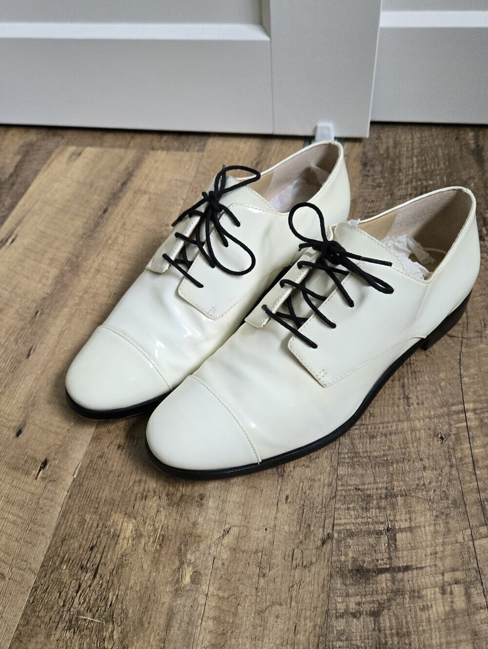 Michael Kors Pierce Patent Womens White Cap-Toe Lace-Up Dress Shoes Size 7 1/2